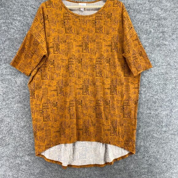 LulaRoe T-Shirt Women M Medium Orange Geometric Short Sleeve Round Neck Casual - Picture 4 of 9